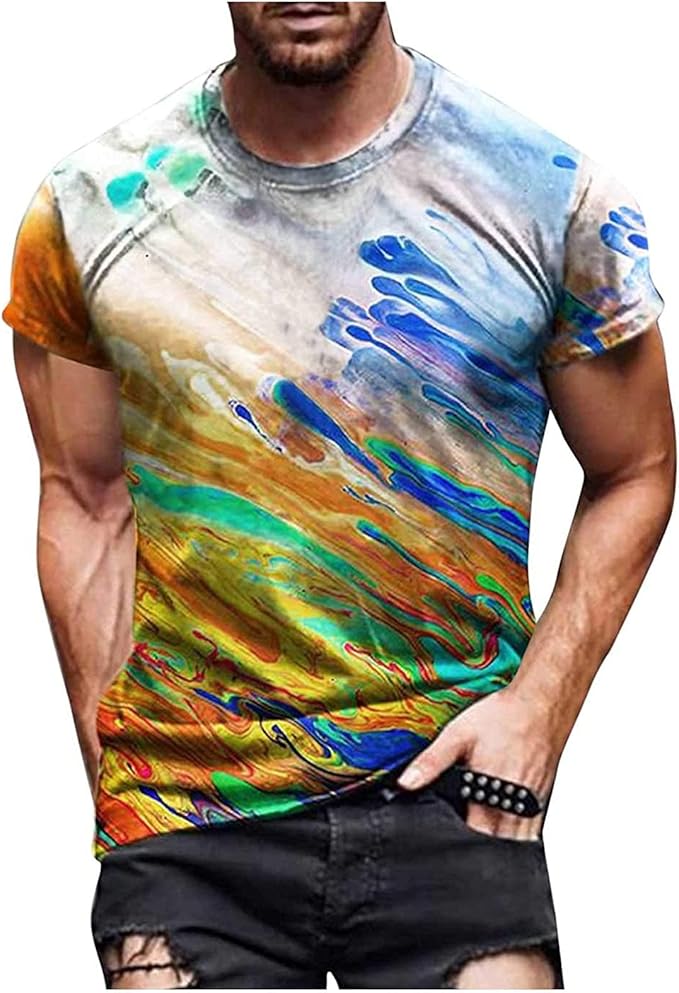ORANDESIGNE Basic T-Shirt Herren - Baumwolle Rundhals Kurzarm | Sommer T-Shirts In Verschiedenen Farben