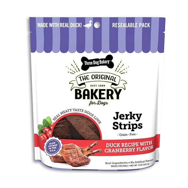 THREE DOG BAKERY JERKY STRIPS DUCK RECIPE WITH...