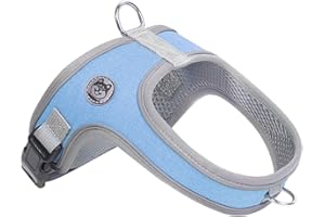 Mengbei tribe Dog Harness, No Pull Saddle Style pet Harness,Soft Ventilate Mesh, Adjustable, Reflective - for Medium, Small Dogs and Cats - Easy Walk Harness with 2 D-Rings - Blue - L