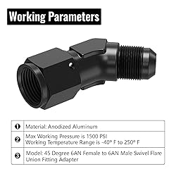TRUCKMETER 45 Degree 6AN Female to 6AN Male Swivel