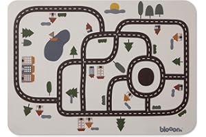 Blooom XL Placemat for Baby, Toddler & Kids | Reusable and Eco Friendly | Stain & Liquid Repellant Table Mat, Craft Mat and Table Protector | Modern Design (City, 17" x 22")
