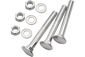 BVO 10 Sets Long Square-Neck Carriage Bolts Set,Carriage Bolts Set w/Nuts & Flat Washers,Zinc-Plated,Carbon Steel Grade 4.8,Plain Finish,Partial Threaded(M8-1.25X75mm)