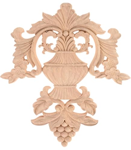 Beautiful Wood Carved Applique For Furniture - Unpainted, Ready For Your Custom Color - 40x11cm Rubber Wood Wall & Door Decor - View #3