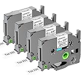Compatible with Brother P Touch TZe-231 Label Maker Tape, 12mm 0.47” Laminated White 1/2" TZ Tape for PT D210 D220 H110 P710BT, Black on White 4-Pack Label KINGDOM TZE231