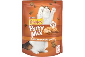 Purina Friskies Cat Treats, Party Mix Chicken Lovers Crunch - 20 Oz. Pouch