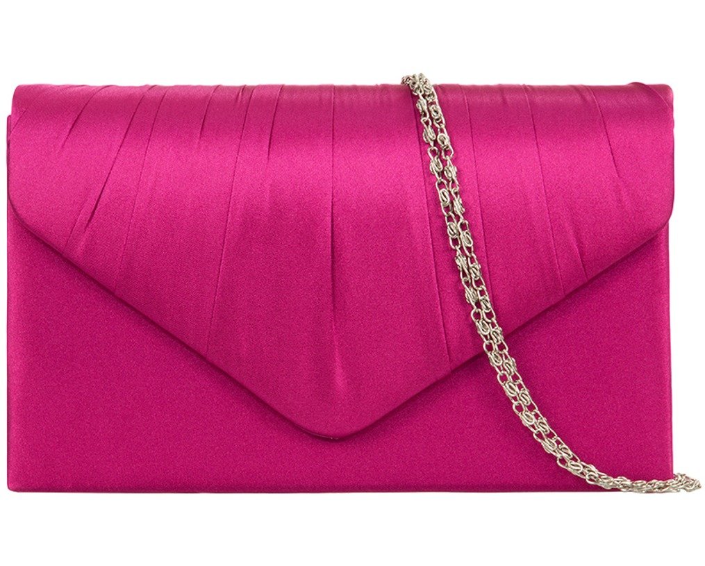 Purple Possum UK Pink Satin Envelope Clutch Bag Evening Bag Ladies Shoulder Bag Prom Wedding