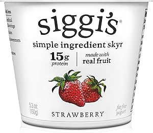 siggi's Icelandic Strained Nonfat Yogurt, Strawberry, 5.3 oz. Single Serve Cup – Thick, Protein-Rich Yogurt