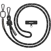 MAGEASY Universal Cell Phone Lanyard - Anti-Theft Thick Rope Crossbody Phone Strap for iPhone 17 Pro Max & Most Smartphones, for Men & Women | 8.3mm Reflect Black