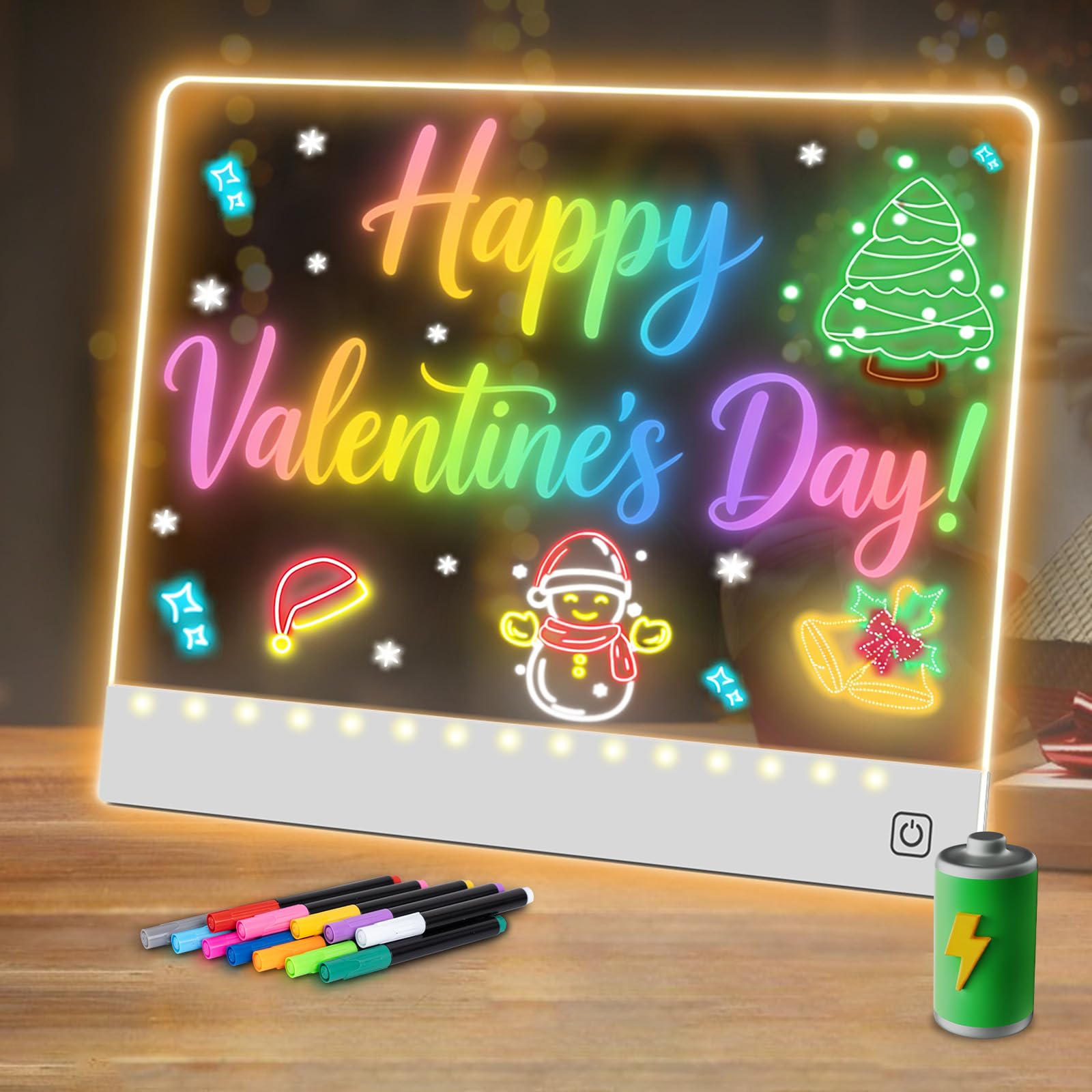 Photo 1 of 16" Led Drawing Board for Kids Rechargeable, Portable Doodle Glow LED Note Board with 7 Colors, Light Up Acrylic Dry Erase Lumi Board with Stand, Valentines Day Gifts Boys & Birthday Gifts(White)