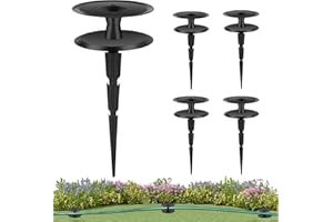 HQCONTL 4PCS Garden Hose Guide Spike, Metal Hose Guides for Garden Heavy Duty, Cast Iron Garden Hose Guides for Outside, Rustproof Coated Hose Guide Stakes for Lawn & Yard, Plant & Flower Bed Protection