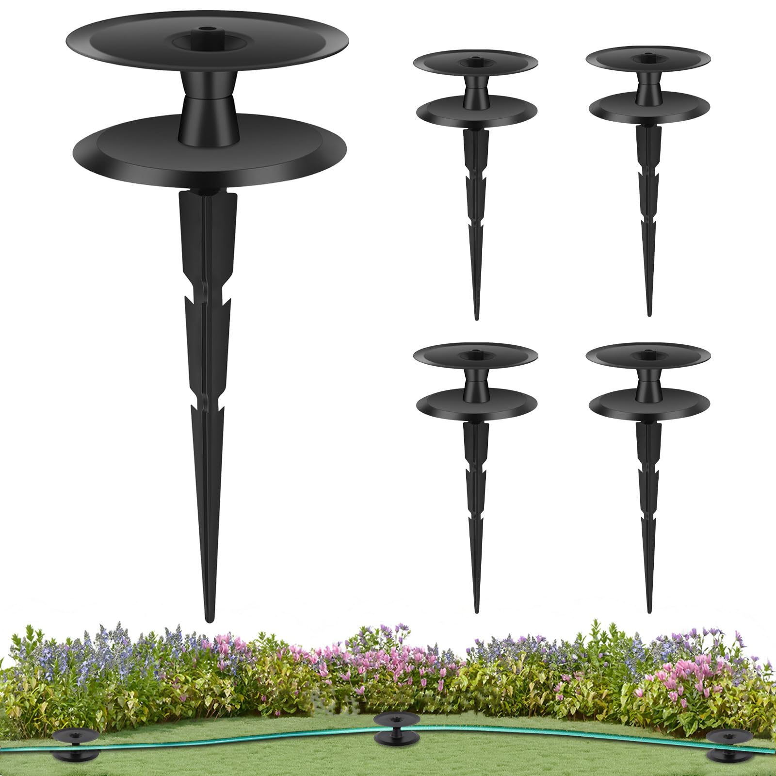 Photo 1 of 4PCS Garden Hose Guide Spike, Metal Hose Guides for Garden Heavy Duty, Cast Iron Garden Hose Guides for Outside, Rustproof Coated Hose Guide Stakes for Lawn & Yard, Plant & Flower Bed Protection