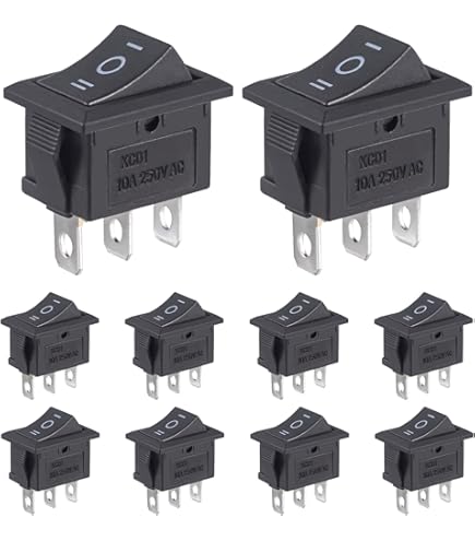 Yoiilnz 10Pcs KCD1 6A250V 10A125V On/Off Boat Rocker Switch