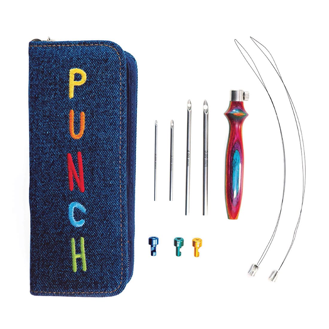 KnitPro - KnitPro Smooth Finished Vibrant Wood and Shiny Metal Punch Needles Embroidery Kit - 1 Set
