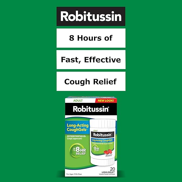 ROBITUSSIN 8 HOUR LIQUI-GELS COUGH, ADULT FORMULA – 20 COUNT LIQUI-GELS