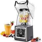 Wantjoin Professional Grade Blender - Soundproof & Quiet Commercial Blenders, Removable Shield, 2000W Watte, 67 Oz Capacity -