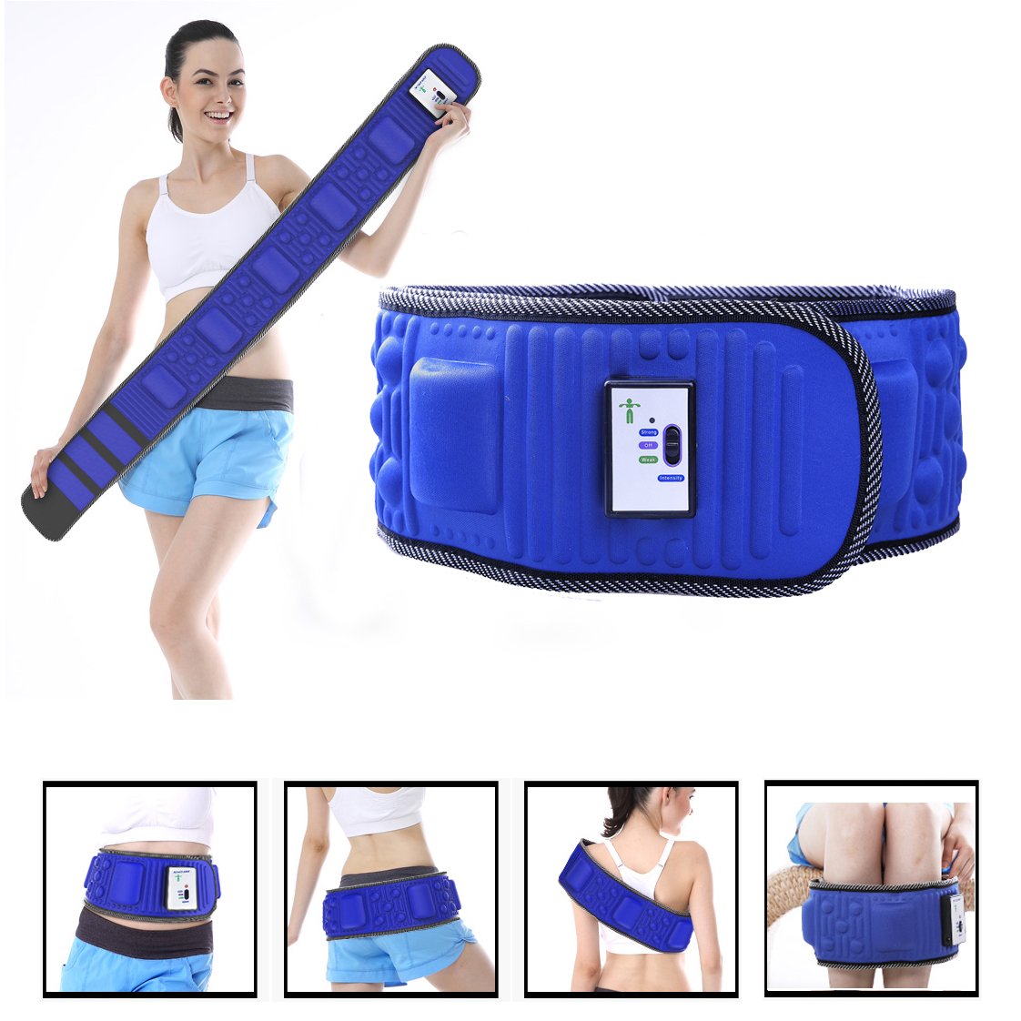 Vinteky® Cinturón Electroestimulador Abdominal Cinturón Vibratorio para Masaje con Intensidad Ajustable Quemador