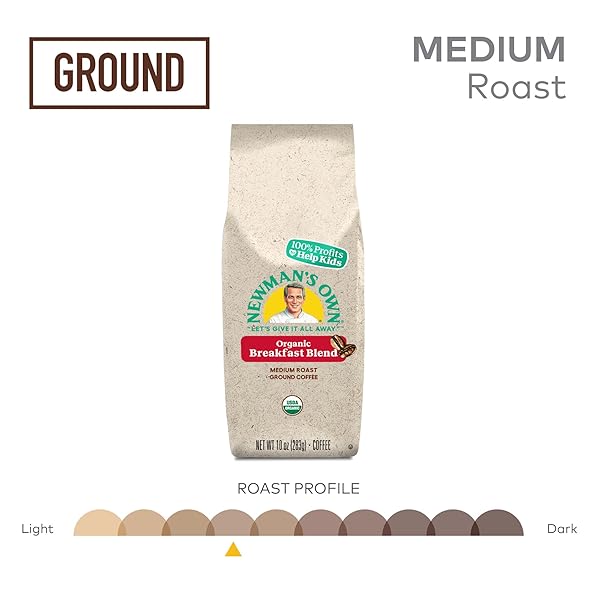 NEWMAN’S OWN ORGANICS BREAKFAST BLEND, GROUND COFFEE, FAIR TRADE CERTIFIED, MEDIUM ROAST, BAGGED 10OZ