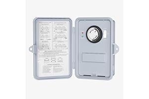 BN-LINK Pool Pump Timer Outdoor Mechanical Timer Box, Heavy Duty 24 Hour Programmable, 2HP 40A Max, 120, 240, 277 VAC, for Pool Pump, Water Heater, Fans, SPA