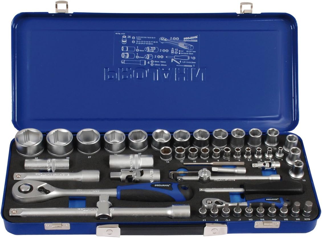 PROJAHN 4131 1/4 Plus 1/2-Inch Xi-On Socket Set - Blue (54-Piece), Variety Pack