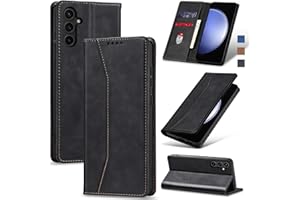 Jasonyu Flip Wallet Case for Samsung Galaxy S23 FE,Leather Magnetic Folio Cover with Card Holder,Kickstand - TPU Shockproof Durable Protective Phone Case,Black