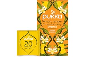 Pukka Herbs Organic Lemon, Ginger & Manuka Honey Herbal Tea, Immune Boosting Organic Tea Infusion Selection, With Turmeric, Ideal For Daily Support, 20 Total Tea Bags