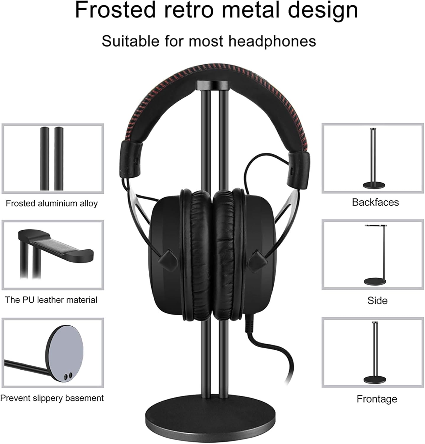 GEEKRIA Aluminum Alloy Headphones Stand for Over-Ear, Black - Image 3