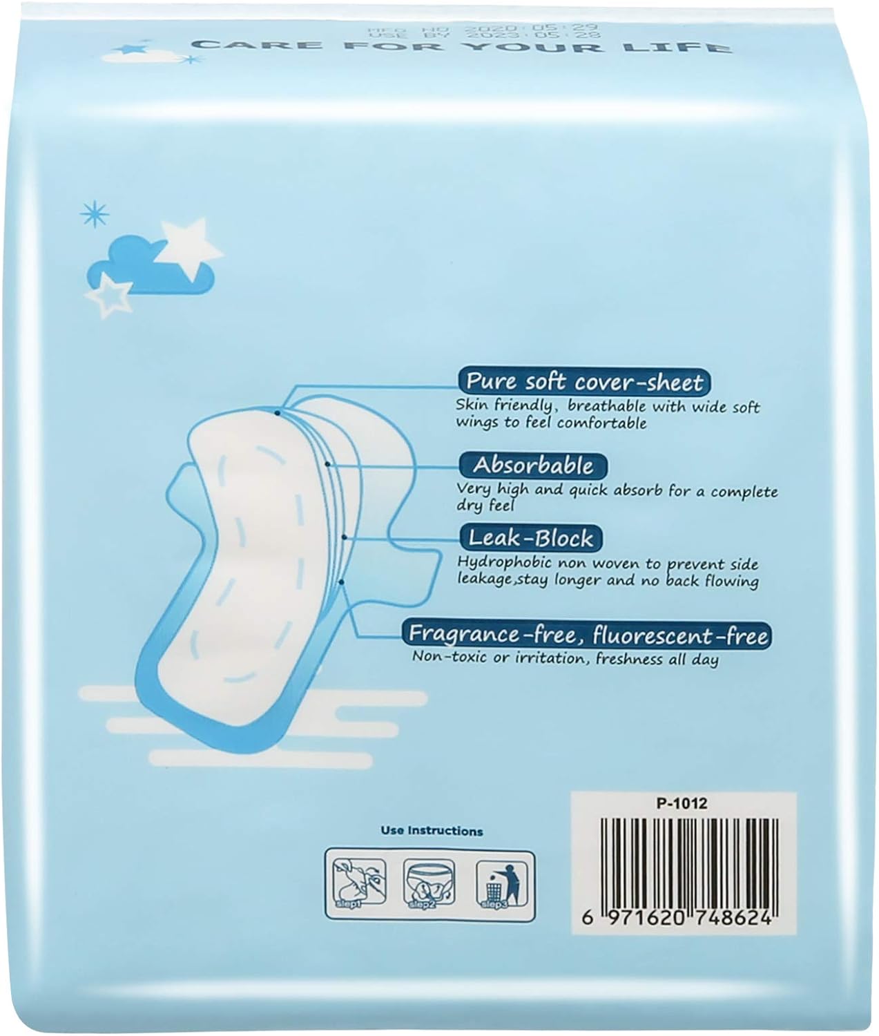 Sopuffy New Technology Fiber Night Time Pads, Ultra Thin Sanitary Napkins with Wings, 12 Count (Pack of 1): Health & Personal Care