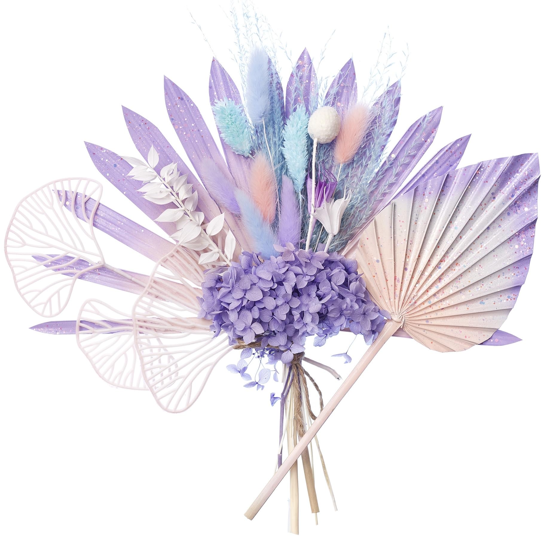 The Baked Studio - Dried Flower Cake Topper Set With Dried Palm Spear and Sun Palm Leaf and Ginkgo Leaves For Cake Decorating (Mermaid Set)