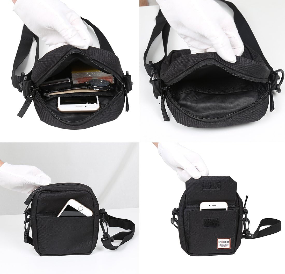  | Black Small Side Shoulder Bag Crossbody Bag For Men Women Mini Messenger Bag Satchel Bag Travel Purse Wallet Passport Holder Bag, Cell Phone Purse Neck Pouch Wallet- Unisex | Passport Wallets