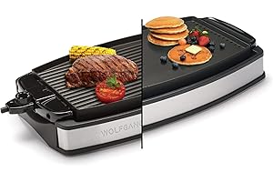 Wolfgang Puck XL Reversible Grill Griddle, Oversized Removable Cooking Plate, Nonstick Coating, Dishwasher Safe, Heats Up to 400ºF, Stay Cool Handles