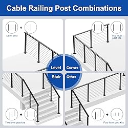 BLIKA Complete Set 36" Cable Railing Post Kit