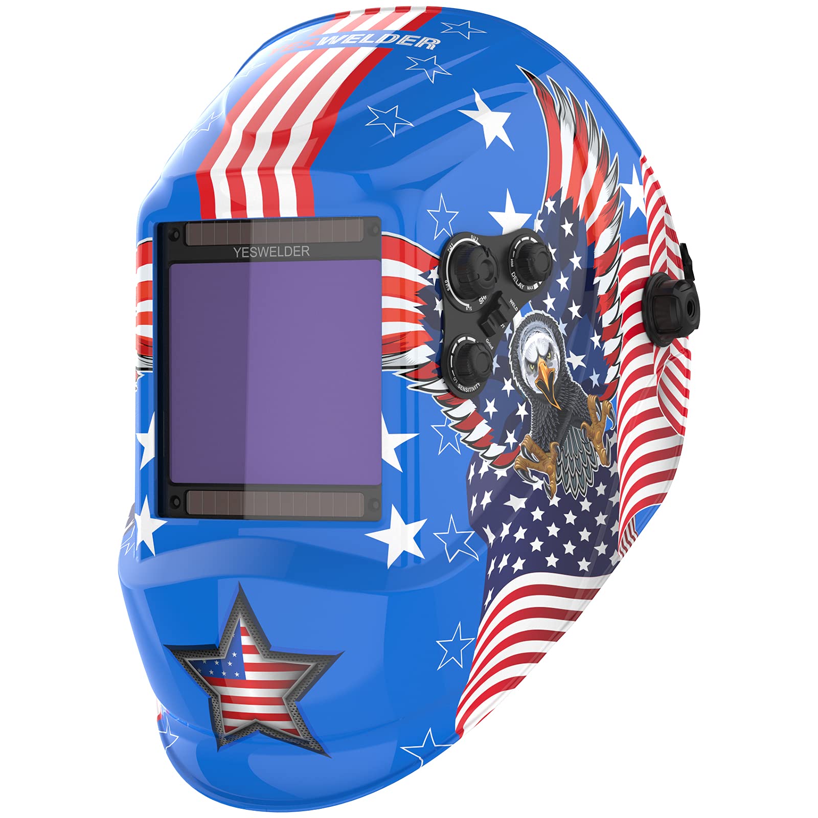 YESWELDER Pantalla de visualización grande, casco de soldadura con oscurecimiento automático solar de color verdadero, 4 sensores de arco, sombra ancha 5/9-9/13 para soldadura de arco TIG MIG, máscara de soldador de molienda LYG-M800H-B, tamaño de visuali
