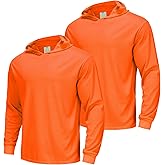 Meiosuns High Visibility Quick Dry Safety Shirt with Hood Hi Vis Breathable Mesh with Sun Protection Long Sleeve Neon Hoodie
