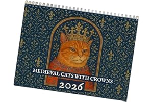 2026 Medieval Animal Wall Mount Calendar 12 Month From Jan to Dec Twin-Coil Binding Academic Calendar for Planning Holiday Gi