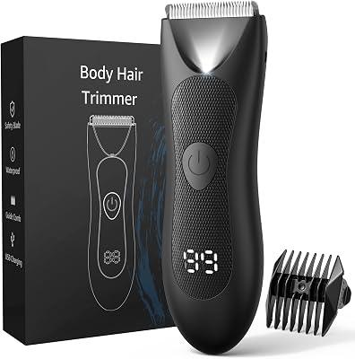 Tondeuse Corps Homme, Tondeuse Homme Partie Intime: Rasoir Homme Electrique Rechargeable,Lame en Céramique Anti Coupure, pour Partie Intime/Testicules/Pubis/Poils Pubiens, Utilisation Humide/Sèche
