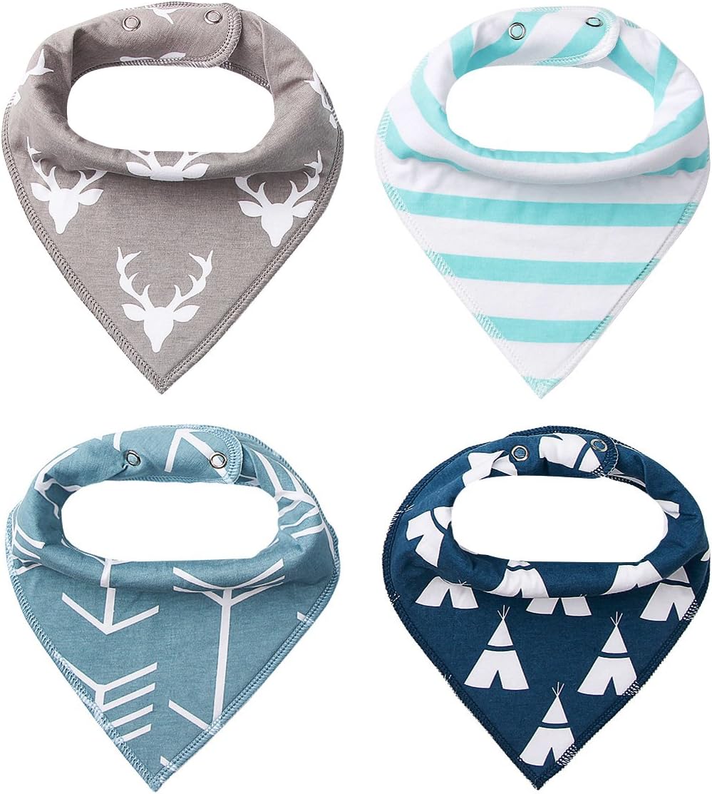 FUTURE FOUNDER Unisex-Baby Multifunctional 4p triangle scarf bib burp cloth with snaps Multicolor