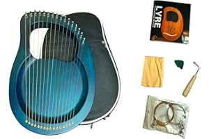TAOSKNE Lyre Harp, 16 Metal Strings，Made of Mahogany, With Backpack, Replacement Strings, Tuning Wrench, Instruction Manual, Picks，and Cloth,Healing Instrument for Meditative Recreation(Green)