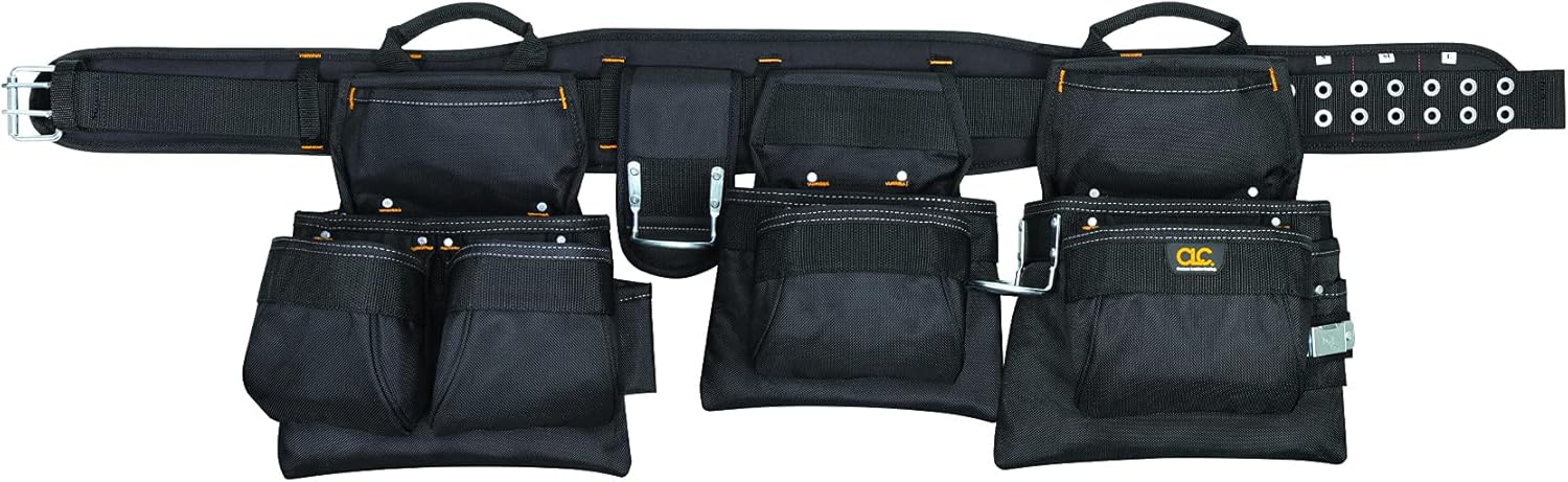 CLC Custom Leathercraft 5605 Professional Carpenters Combo Tool Belt, Black, 18 Pocket - Tool Belts - 