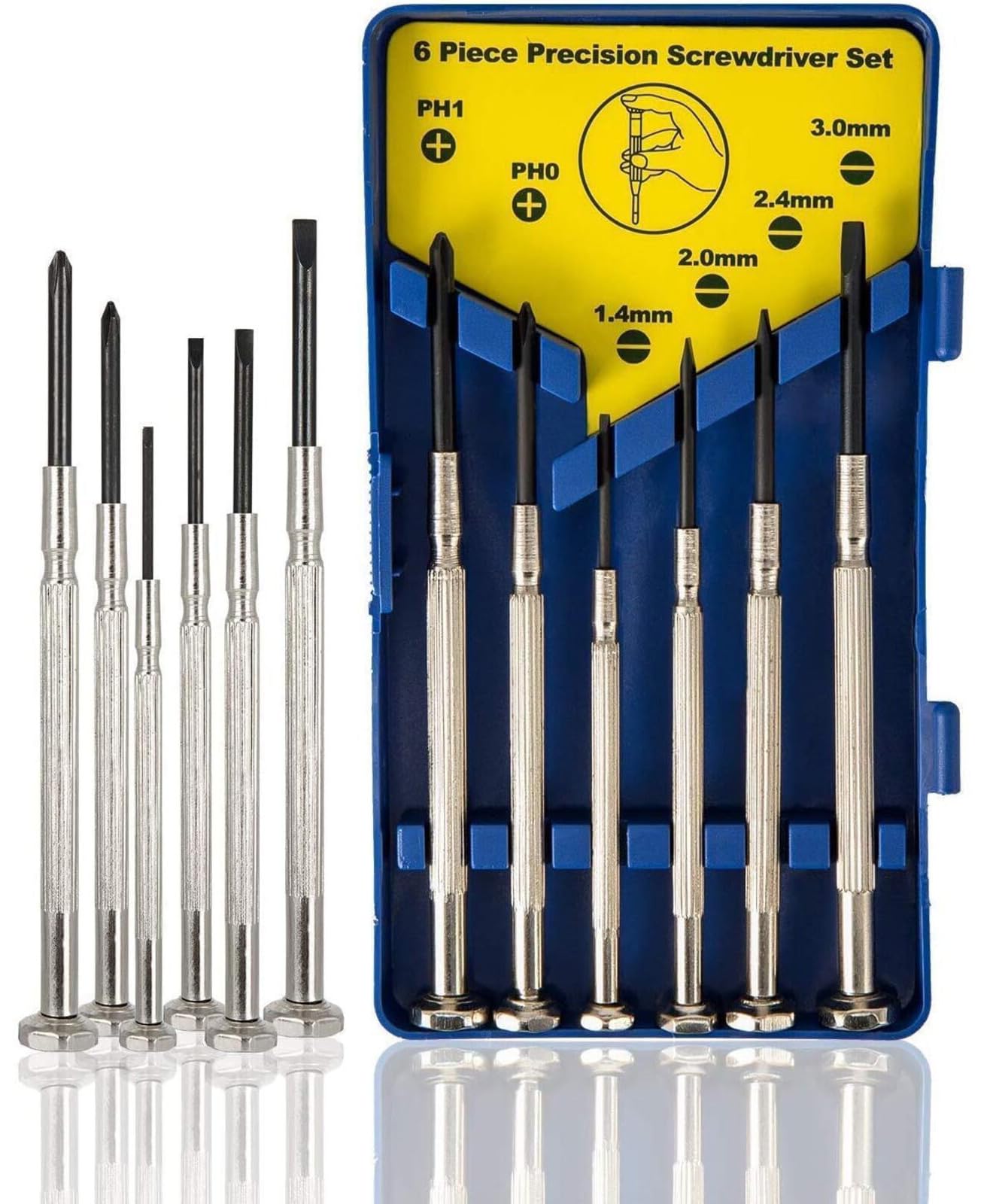 6Pcs Mini Screwdriver Set, Eyeglass Repair Screwdriver, Precision Repair Tool Kit with 6 Different Size Flathead and Screwdrivers, Ideal for Watch, Jewelers