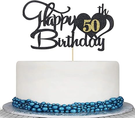 Amazon Com Glitter Black Happy 50th Birthday Cake Topper 50th