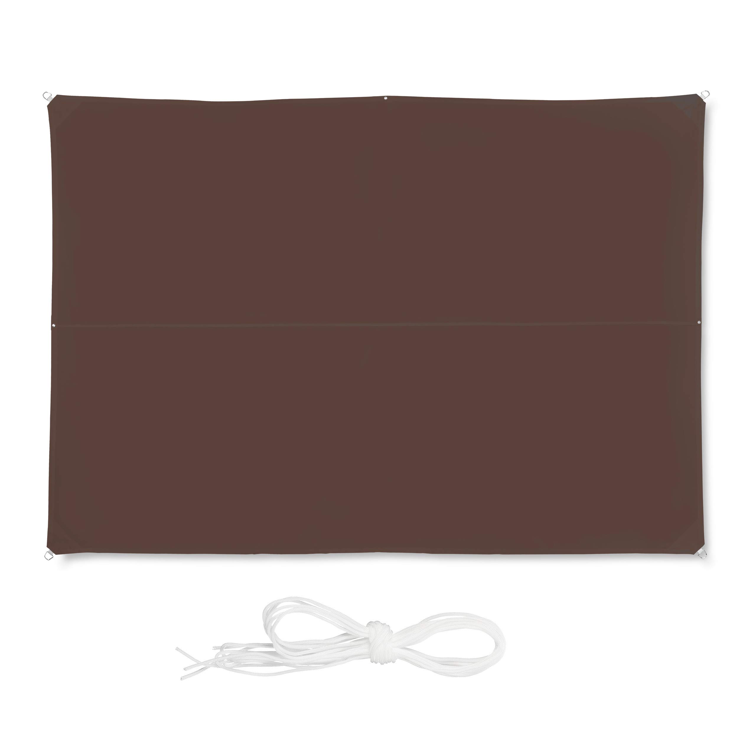 Relaxdays Shade Sail, Rectangular, Water-Repellent, UV-Protection with Tethers, Balcony Canopy, WxD: 3 x 4 m, Brown