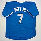 Facsimile Autographed Bobby Witt Jr Kansas City Blue Reprint Laser Auto Baseball Jersey Size Men's XL