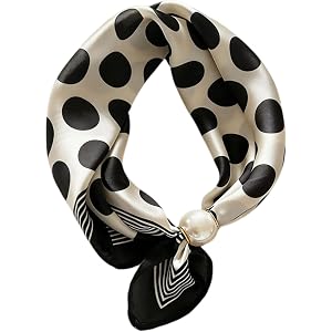 VJHX Scarf with Magnetic Pearl Buckle Neck Tie Scarves Headscarf Neckerchief Accessories,Womens Satin Silk Scarf Necklace
