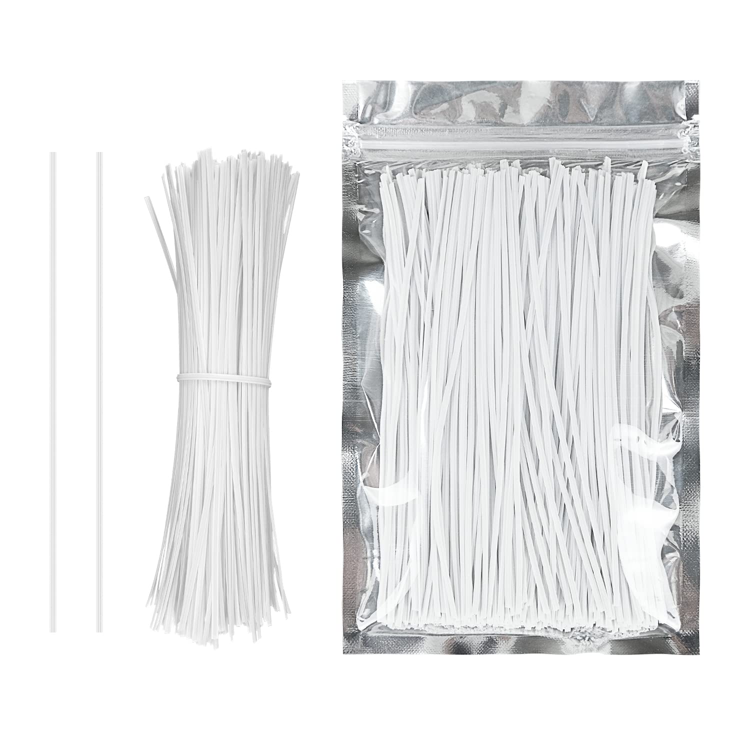 300 PCS 15 cm Twist Ties Reusable Bread Ties Twisty Ties for Garden Climbing Plants Support, Cables Cords Twist Ties, Sandwich Bag Ties, For Garden Home Office Wide Use, Heavy Duty, Soft PE (White)