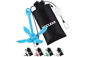 Moclear Kayak Anchor Kit, 1.5/3.5 lb Compact Folding Grapnel Anchor for Kayaks, Canoes, SUPs, Jet Skis, Small Boats - Lightweight Portable Marine Boat Anchor with Rust-Resistant Design