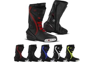 Hive Moto Men's Motorcycle Shoes Ankle Motorbike Waterproof Leather Racing Boots Non-Slip Sole Motorcross Long Shoes Waterproof