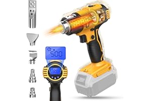 LIVOWALNY Cordless Heat Gun Compatible with Dewalt 20v Battery (No Battery), 350W 122℉-1022℉ Fast Heating Soldering Hot Air Gun with LCD Digital Display for Shrink Tubing, PVC Wrap, Craft, Epoxy Resin