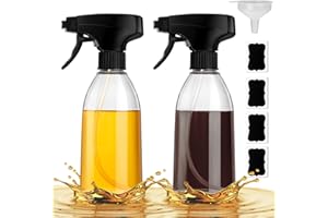 GM GMISUN GMISUN Oil Sprayer for Cooking, 2 Pack Olive Oil Spray Bottle, 10oz Food-Grade Plastic Oil Spritzer Mister, Refillable Oil Dispenser Bottle for Salad, BBQ, Grilling, Kitchen Baking, Roasting