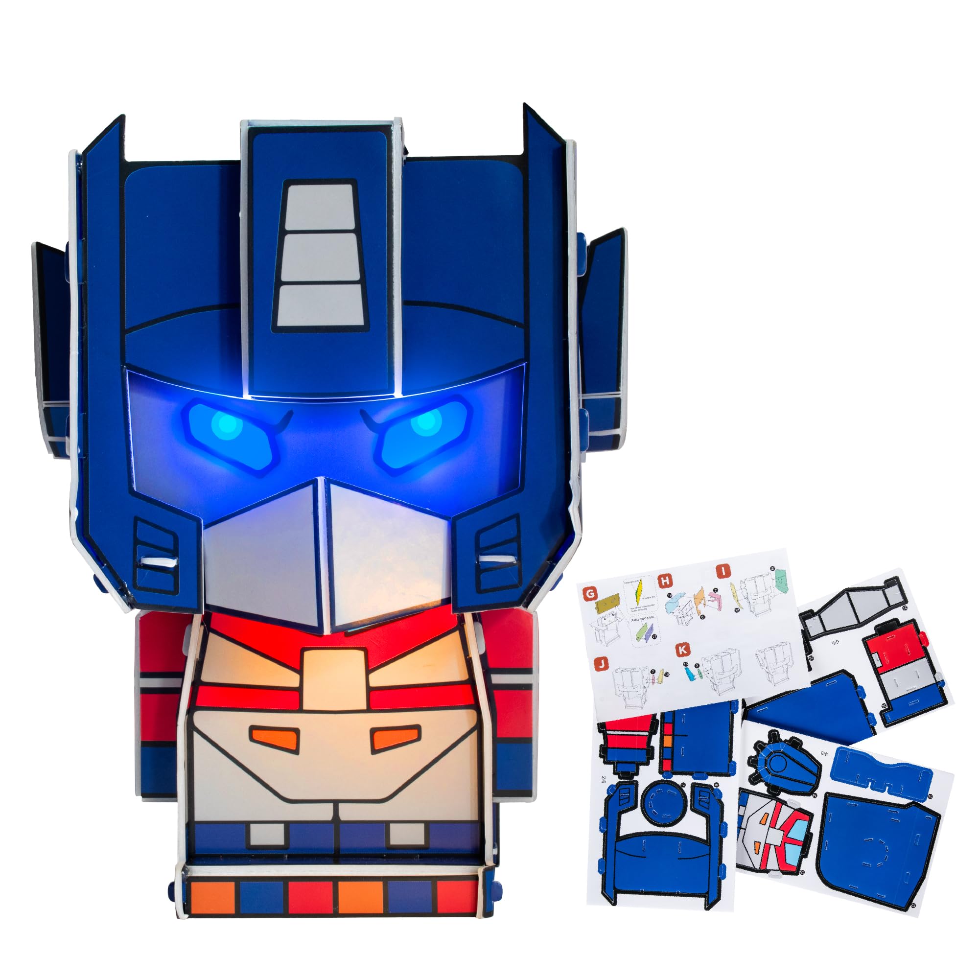 Blue Sky Studios Transformers Build-A-Bot Kit, Optimus Prime Figure Building Set, Light Up Eyes, Licensed Merchandise Collectible Gift, 19 x 15 cm