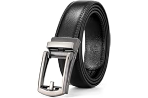 JASGOOD Men's Leather Ratchet Belt Fit Waist Size up to 50 inches with Automatic Buckle